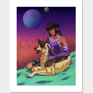 A Girl and her Dog in Space Posters and Art